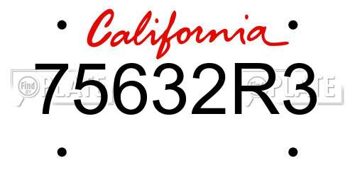 75632R3 California License Plate