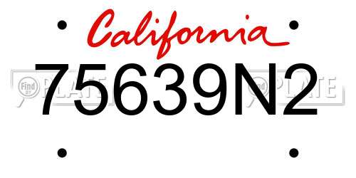 75639N2 California License Plate