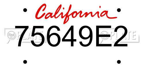 75649E2 California License Plate