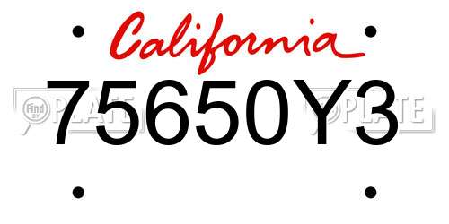 75650Y3 California License Plate