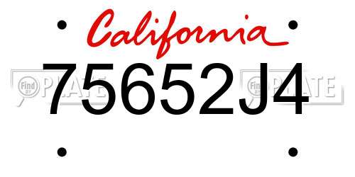 75652J4 California License Plate