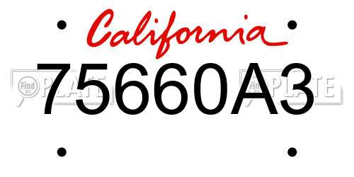75660A3 California License Plate