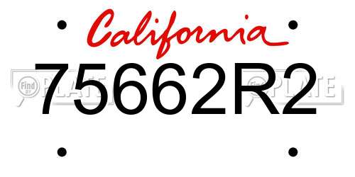 75662R2 California License Plate