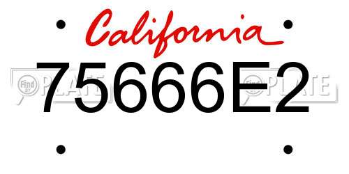 75666E2 California License Plate