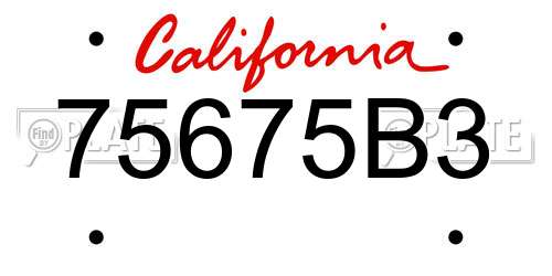 75675B3 California License Plate