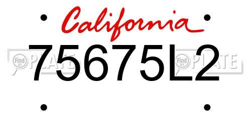 75675L2 California License Plate