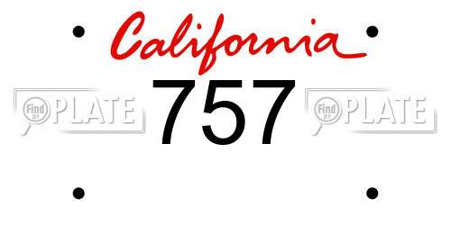 757 California License Plate