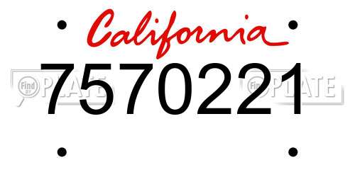 7570221 California License Plate
