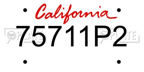 75711P2 California License Plate