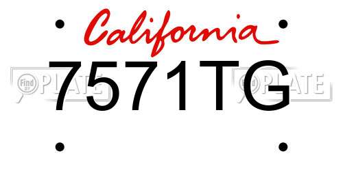 7571TG California License Plate