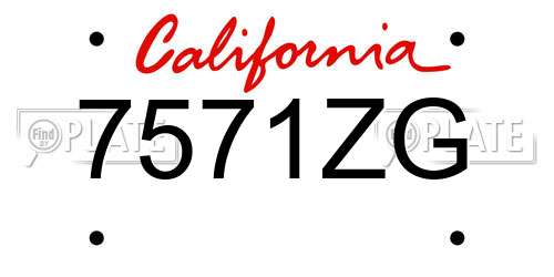 7571ZG California License Plate