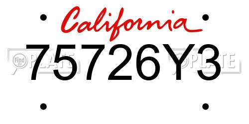 75726Y3 California License Plate