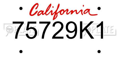 75729K1 California License Plate