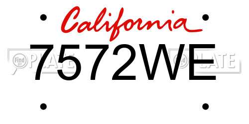 7572WE California License Plate