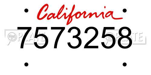 7573258 California License Plate