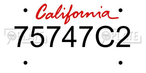 75747C2 California License Plate