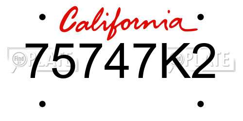 75747K2 California License Plate