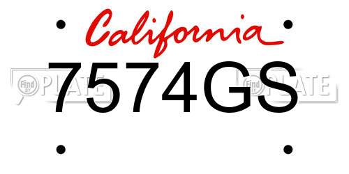 7574GS California License Plate