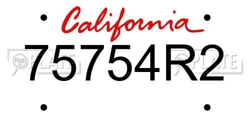 75754R2 California License Plate