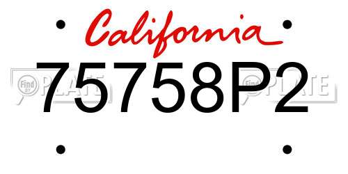 75758P2 California License Plate