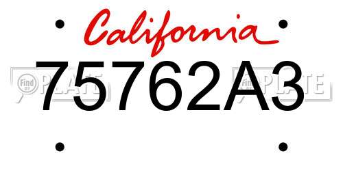 75762A3 California License Plate