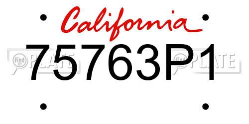 75763P1 California License Plate