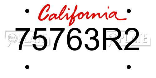 75763R2 California License Plate