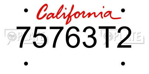 75763T2 California License Plate