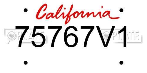 75767V1 California License Plate