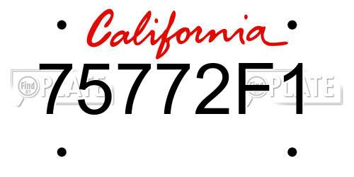 75772F1 California License Plate