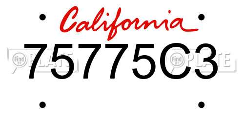 75775C3 California License Plate