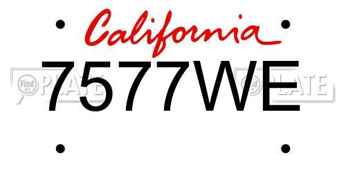 7577WE California License Plate