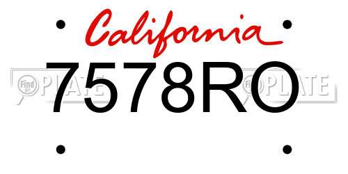 7578RO California License Plate
