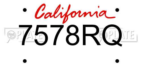 7578RQ California License Plate