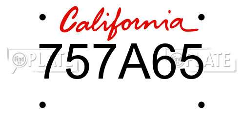 757A65 California License Plate
