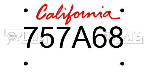 757A68 California License Plate