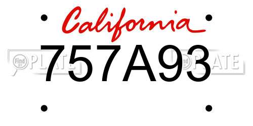 757A93 California License Plate