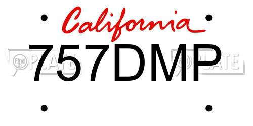 757DMP California License Plate