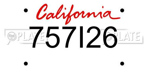 757I26 California License Plate