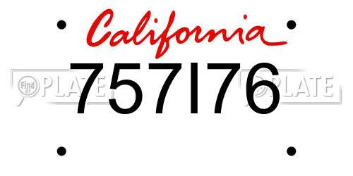 757I76 California License Plate