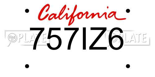 757IZ6 California License Plate