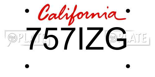 757IZG California License Plate