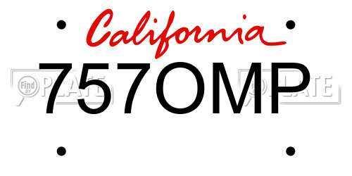 757OMP California License Plate