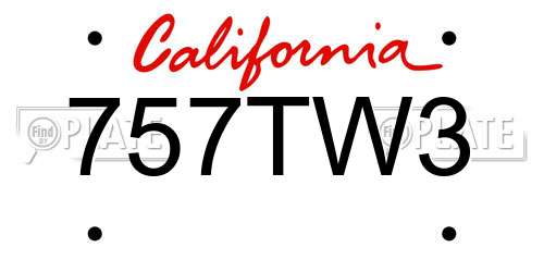 757TW3 California License Plate