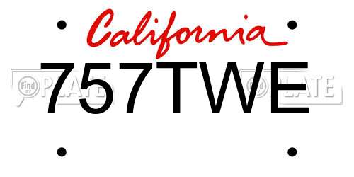 757TWE California License Plate