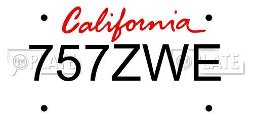 757ZWE California License Plate
