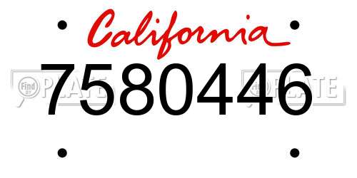 7580446 California License Plate