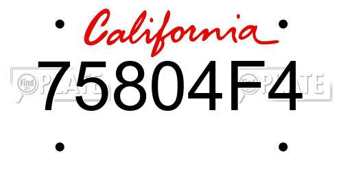 75804F4 California License Plate