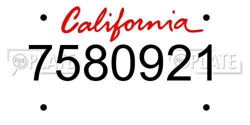 7580921 California License Plate