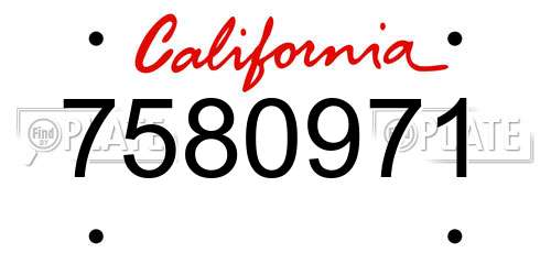 7580971 California License Plate
